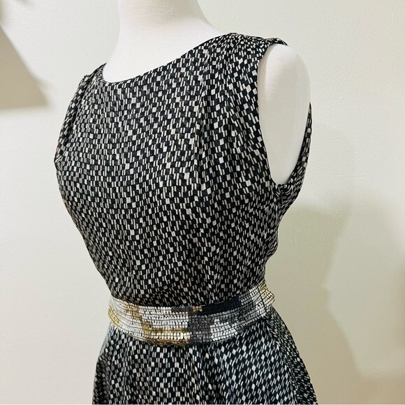 NWT Burning Torch Sleeveless Silk Dress with Sequin Belt in Women's Size XS - Picture 4 of 12